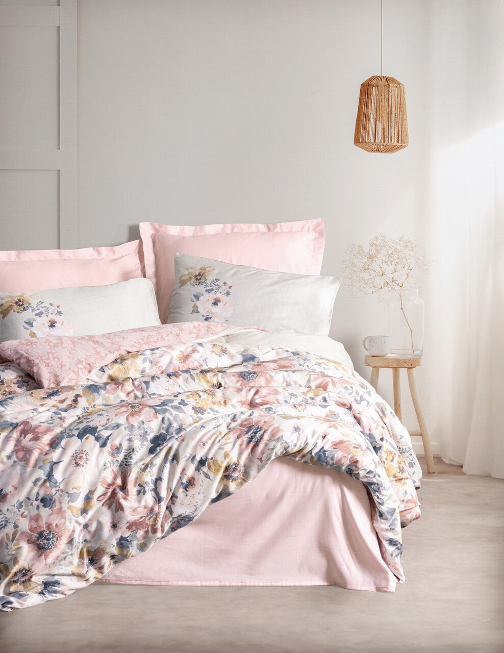 Lenjerie de pat dubla, L'essentiel Maison, Dalya, Roz pudra - imagine 3